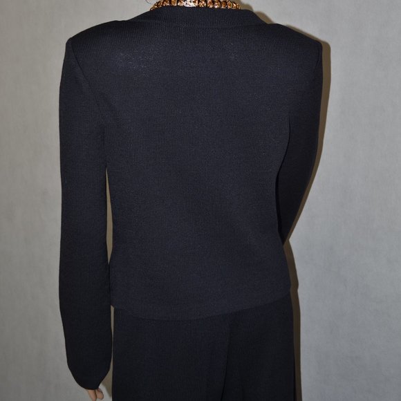 (FABULOUS) ST. JOHN COLLECTION BLACK  FIVE BUTTON JACKET 4 & PANTS 2 Suit - Picture 8 of 12